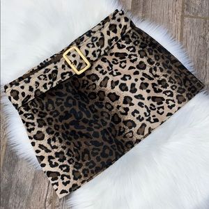 Faux Fur Leopard Mini Skirt